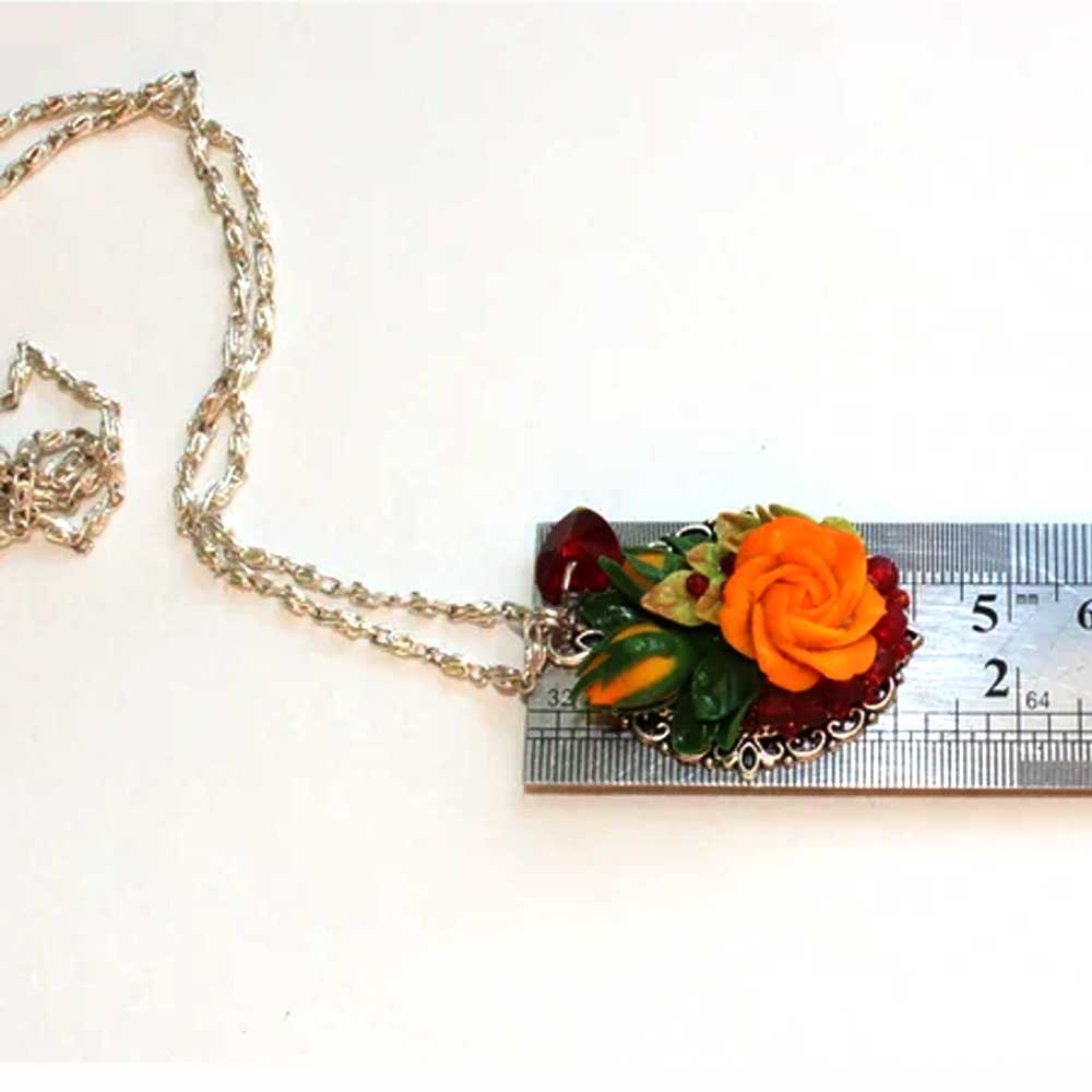 Yellow Enchantress: Rose Pendant Polymer Clay.