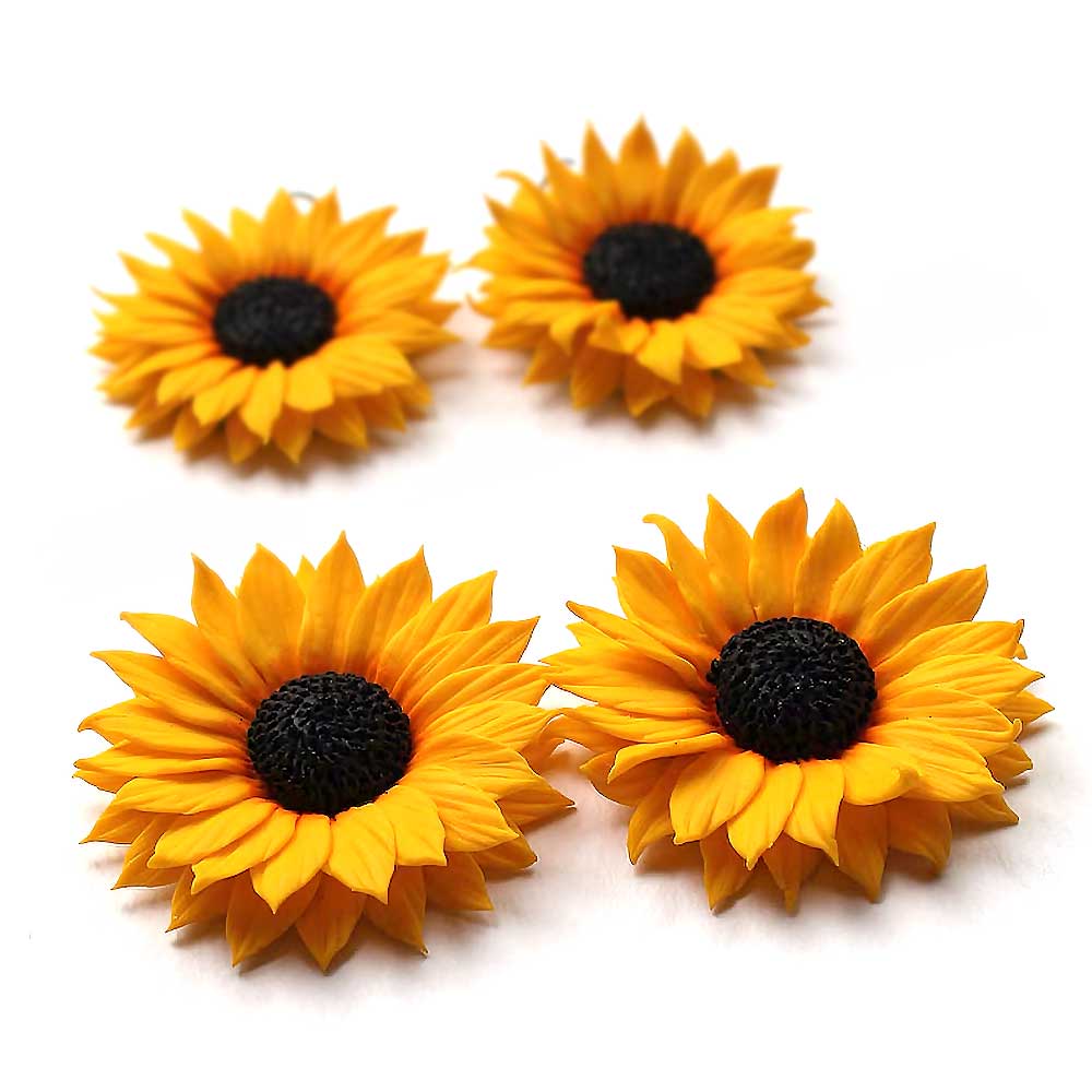 Golden Dream: Sunflower Beads Polymer Clay.