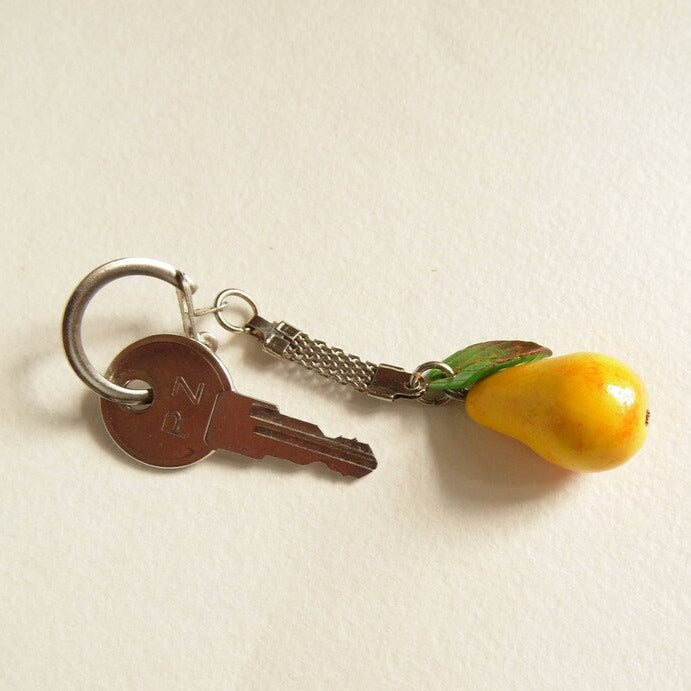 Elegant Accessory: Pear Keychain Polymer Clay