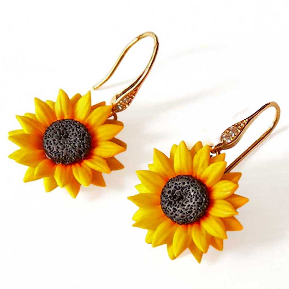 Warm Embrace: Sunflower Earrings Polymer Clay.