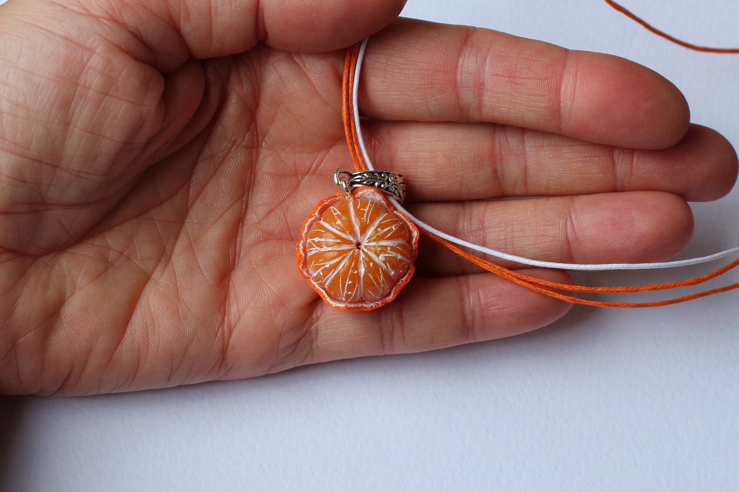 Juicy Delight: Mandarin Polymer Clay Necklace