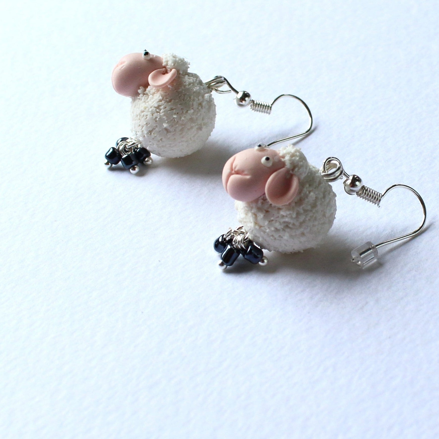 Curly Positives : Sheep Earrings Polymer Clay.