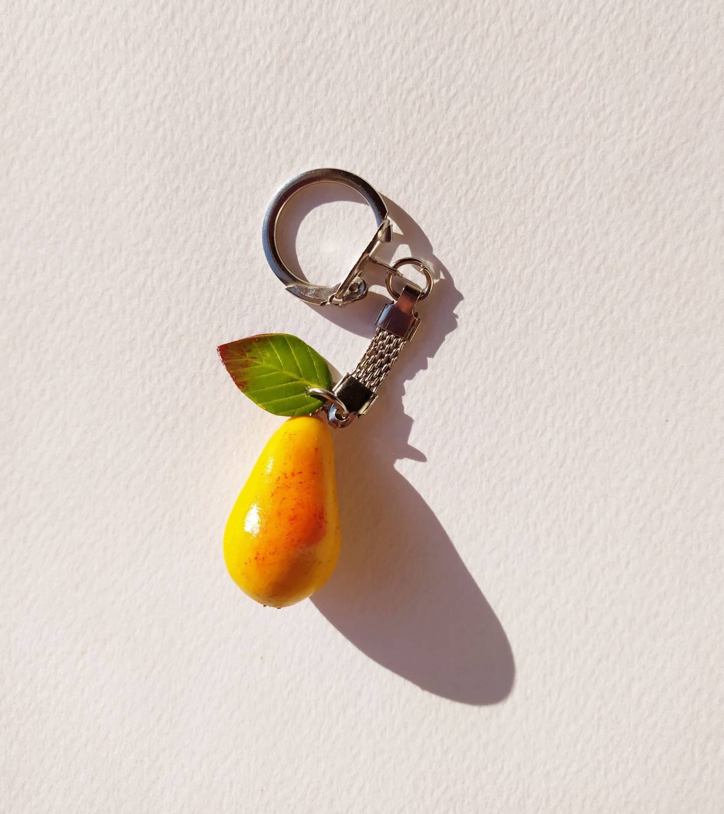 Elegant Accessory: Pear Keychain Polymer Clay