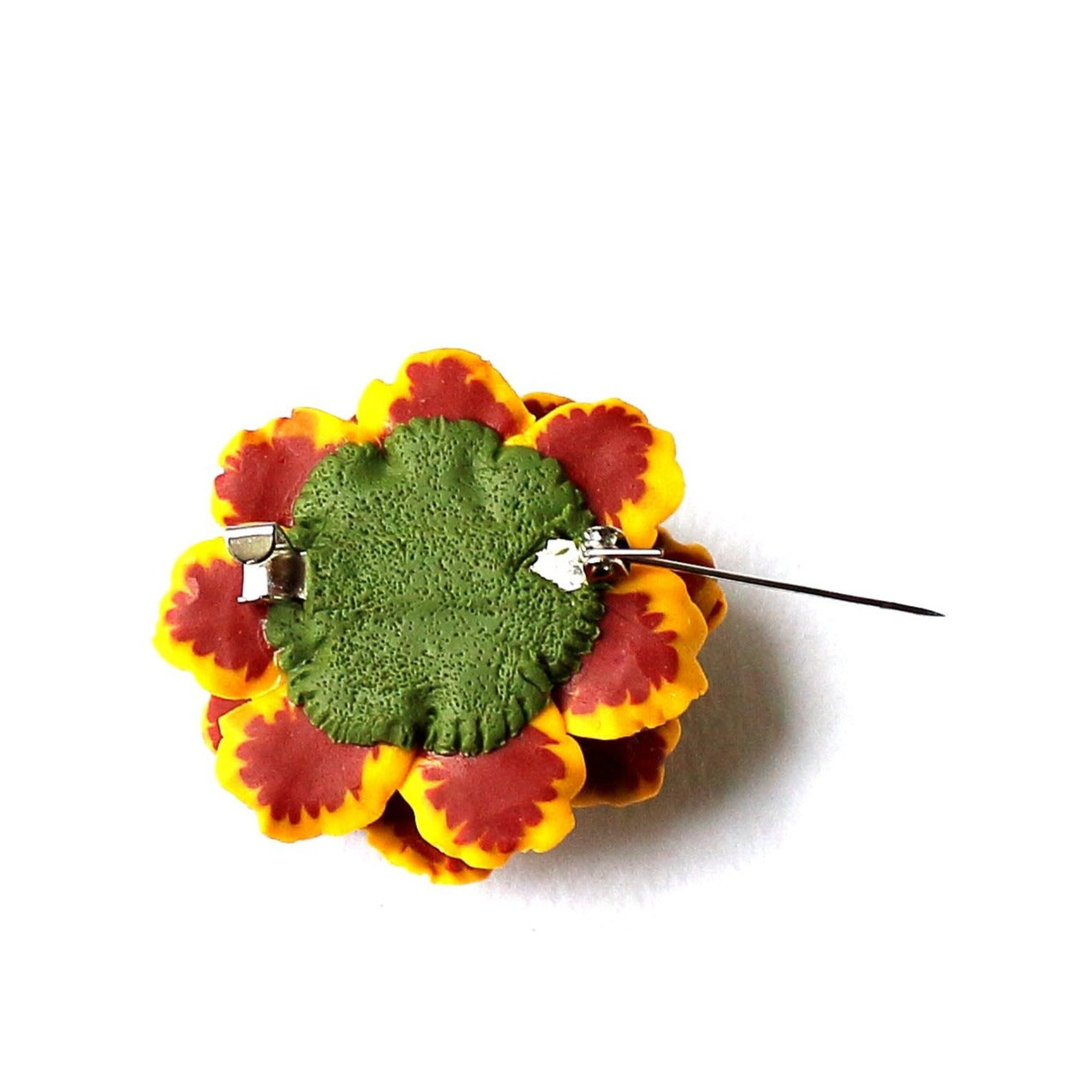 Autumnal Amulet: Marigold Brooch Polymer Clay