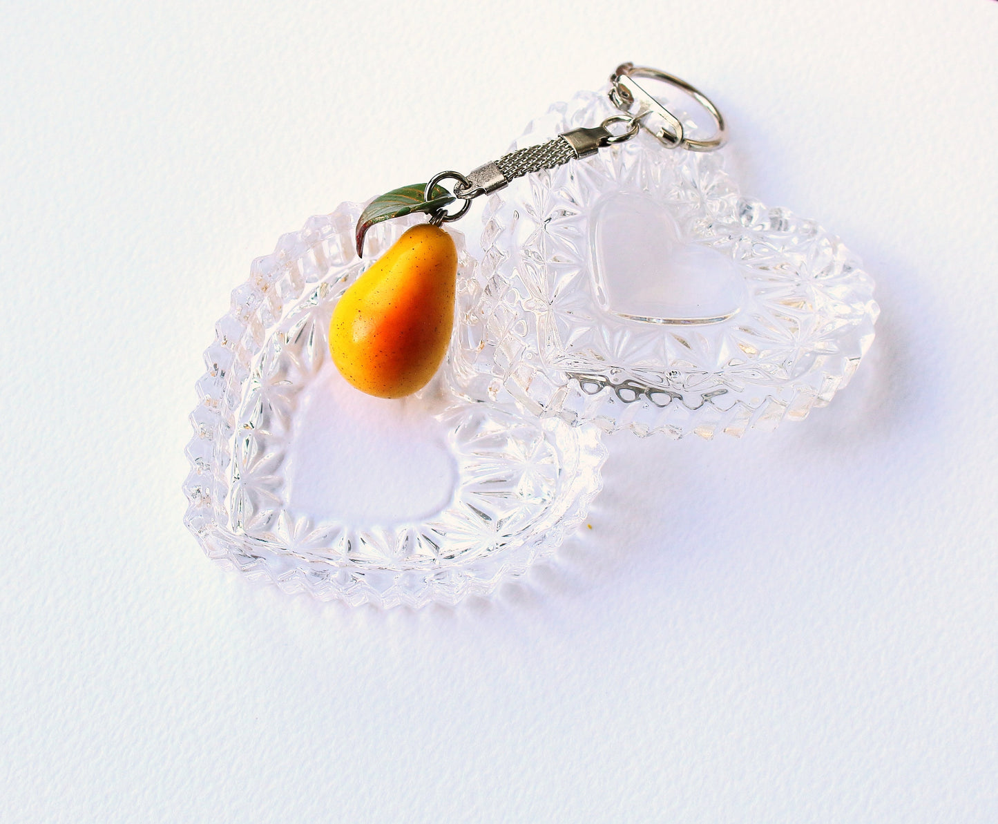 Elegant Accessory: Pear Keychain Polymer Clay