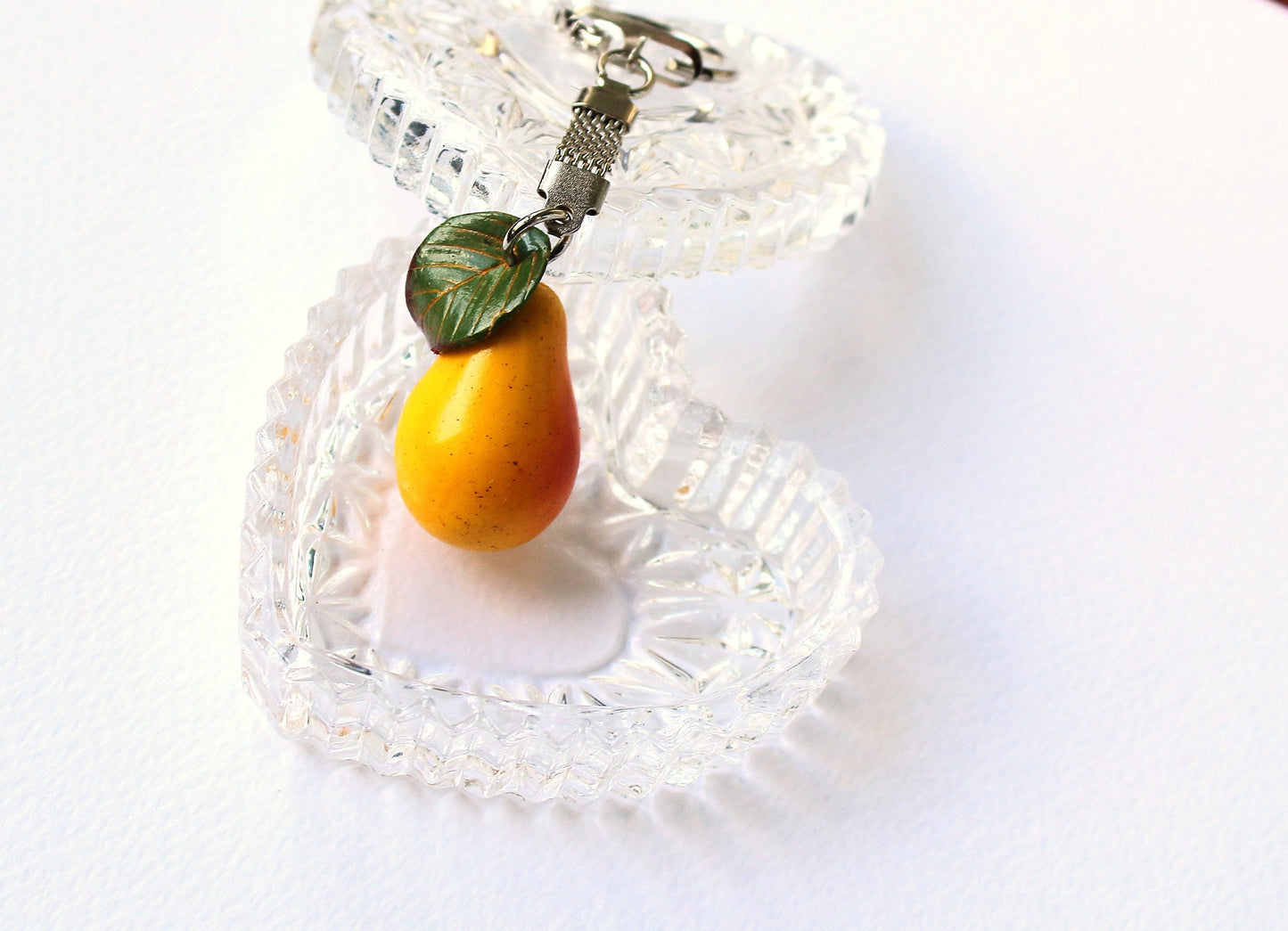 Elegant Accessory: Pear Keychain Polymer Clay
