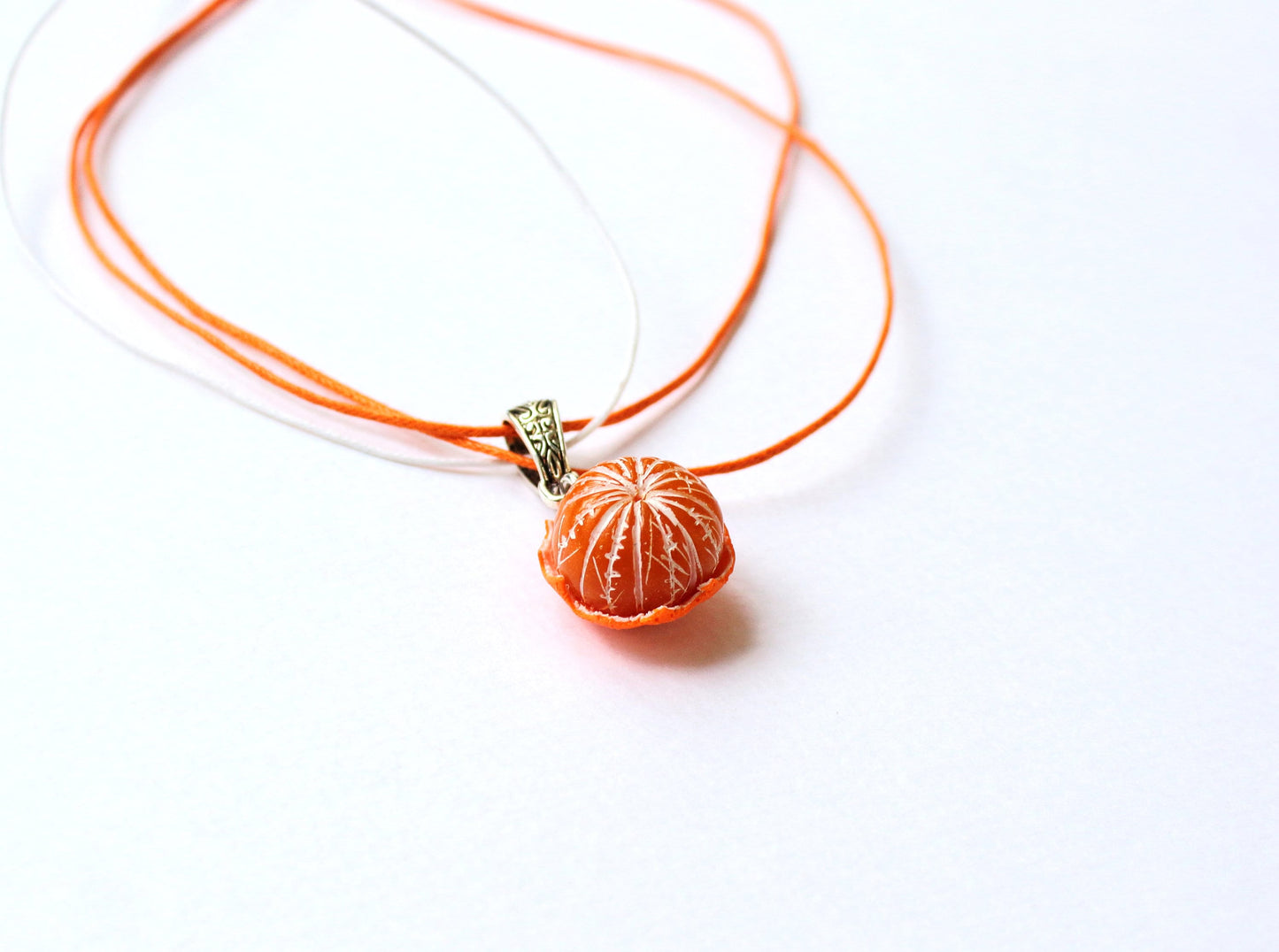 Juicy Delight: Mandarin Polymer Clay Necklace