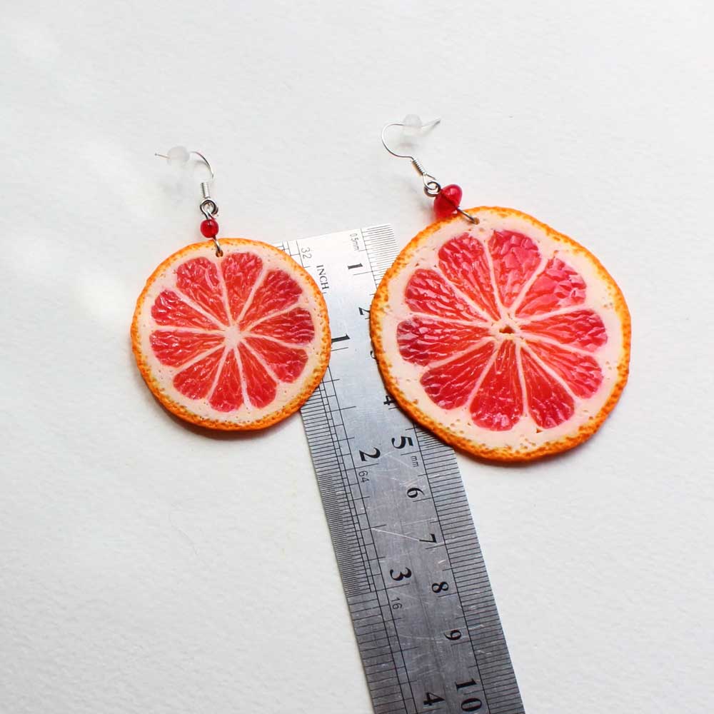 Playful & Juicy: Grapefruit Earrings Polymer Clay.