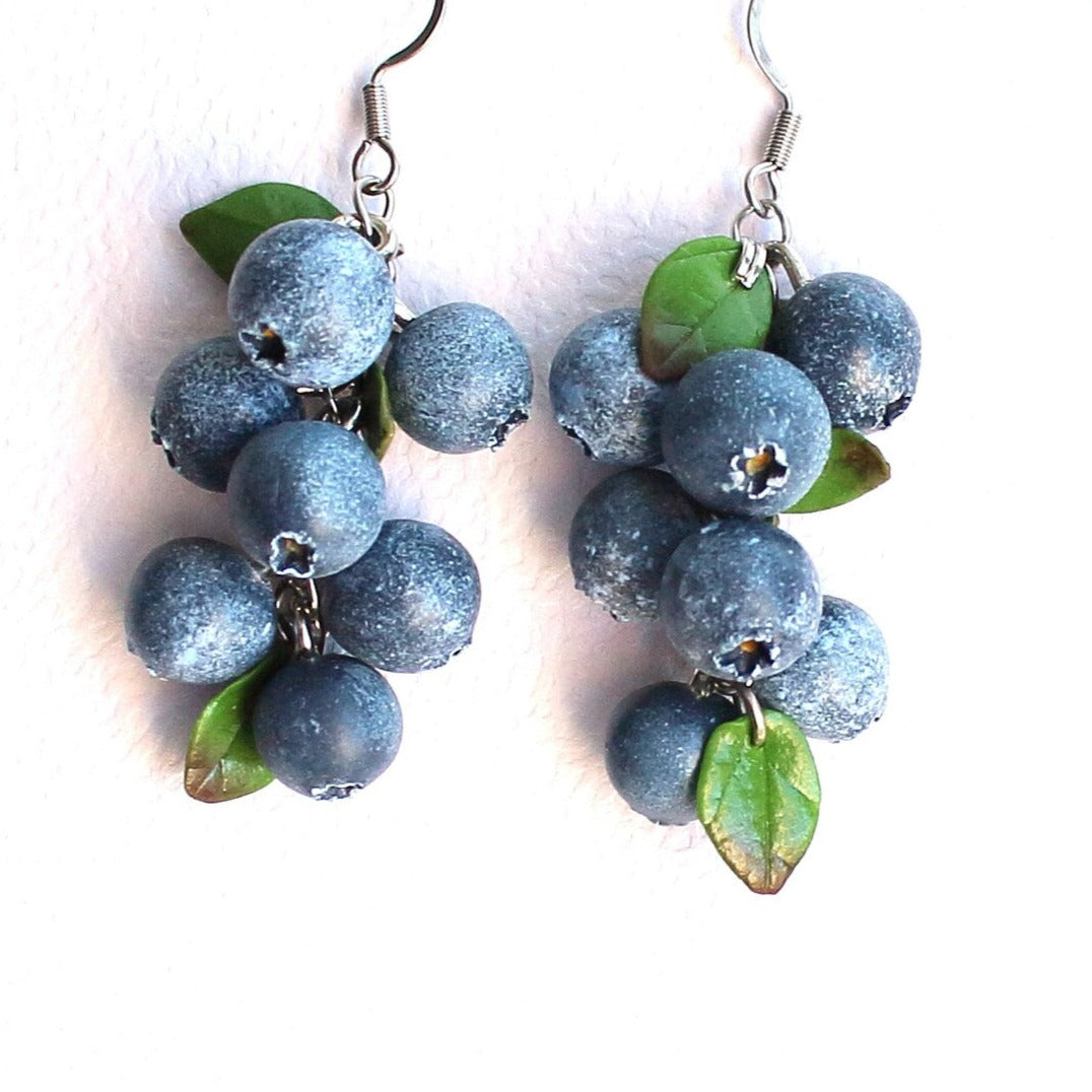 Summer's Bounty: Blueberry Earrings Polymer Clay- SloolskyGallery store