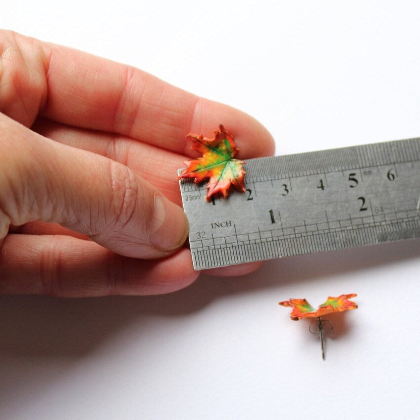 Autumn Miniature: Maple Leaf Earrings Polymer Clay.