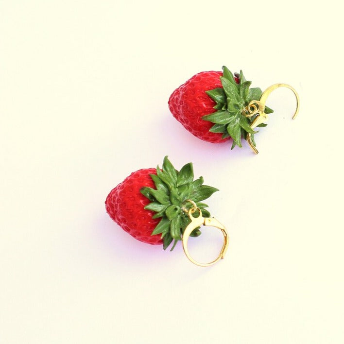 Berry Enchantment: Strawberry Earrings Polymer Clay.