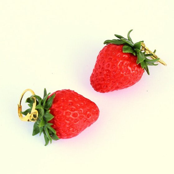 Berry Enchantment: Strawberry Earrings Polymer Clay.