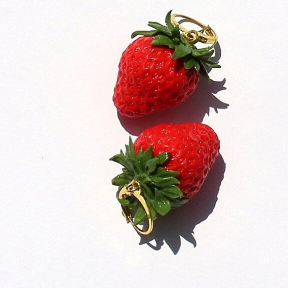 Berry Enchantment: Strawberry Earrings Polymer Clay.