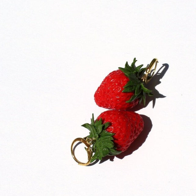 Berry Enchantment: Strawberry Earrings Polymer Clay.