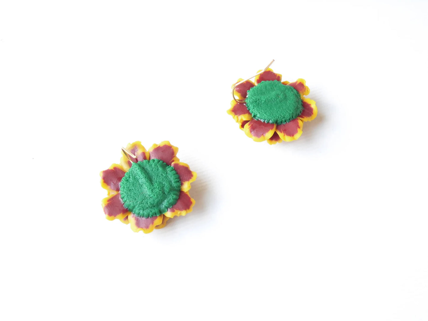 Marigold Bright Floral Polymer Clay Earrings