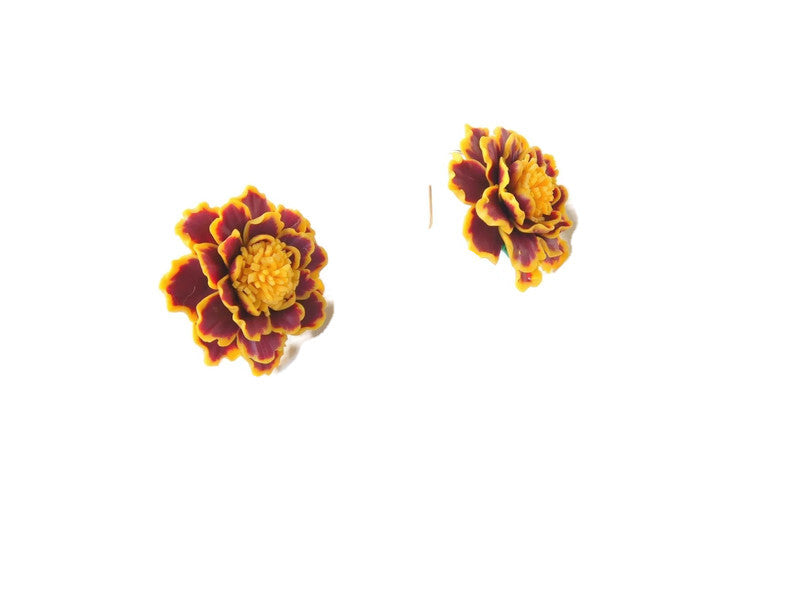 Marigold Bright Floral Polymer Clay Earrings
