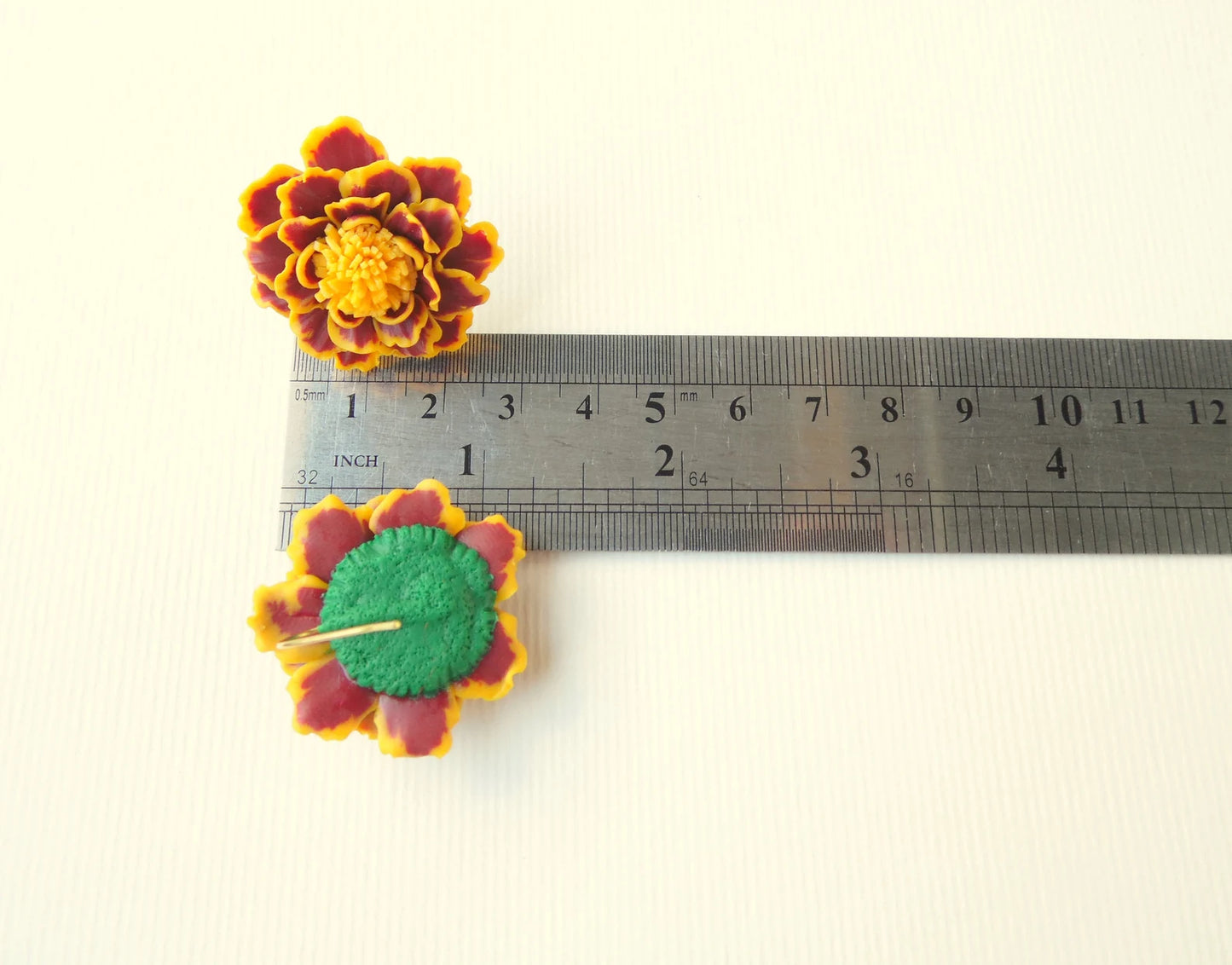 Marigold Bright Floral Polymer Clay Earrings
