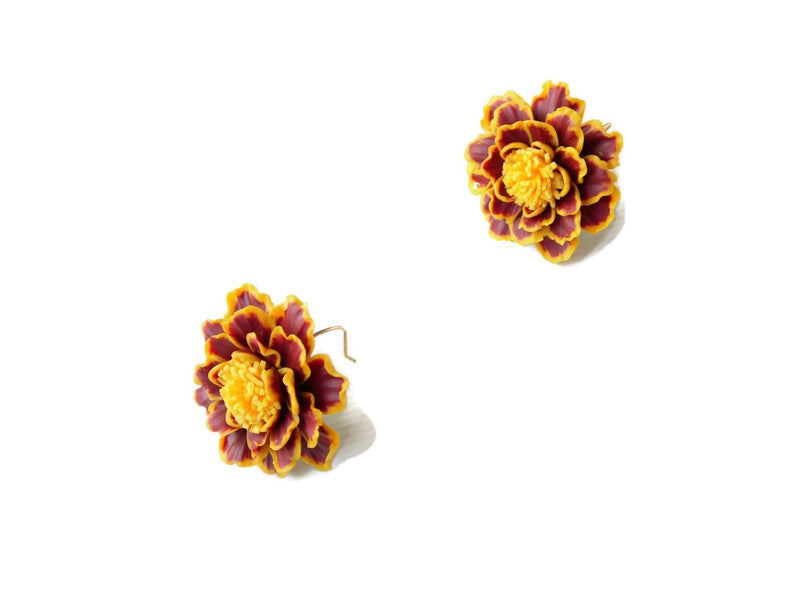 Marigold Bright Floral Polymer Clay Earrings