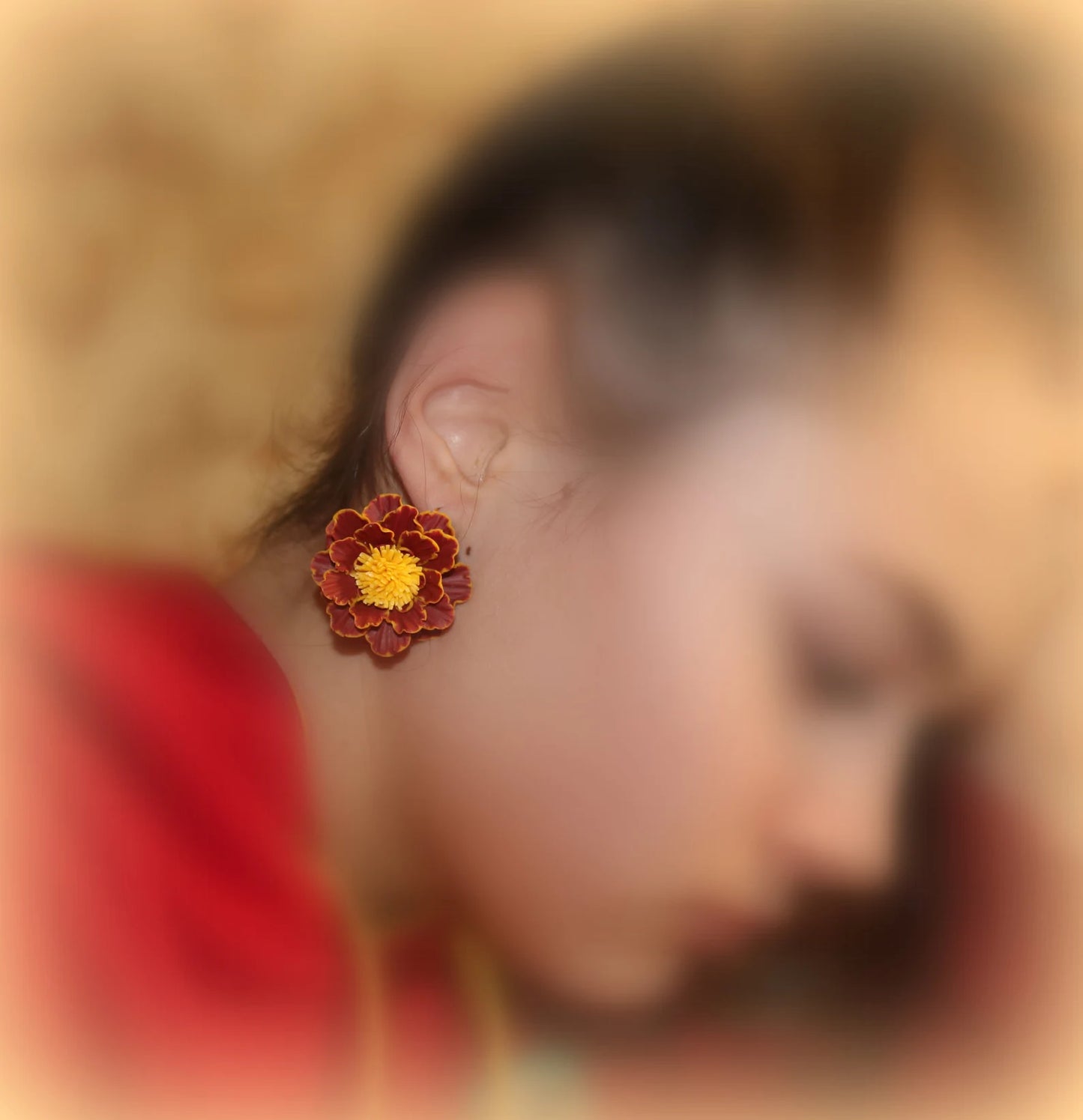 Marigold Bright Floral Polymer Clay Earrings