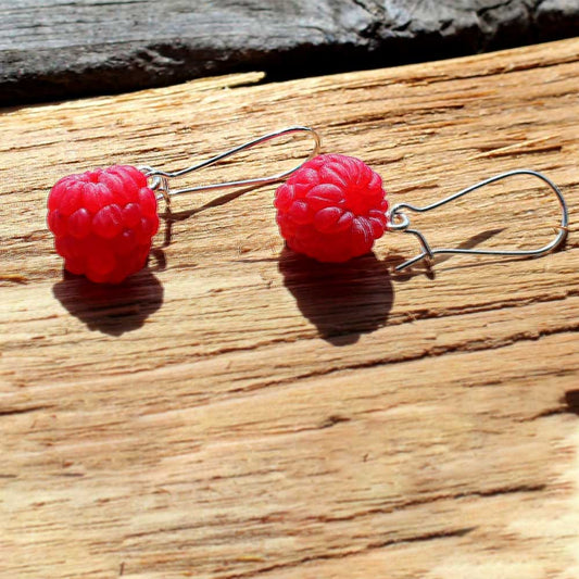 Berry Cuties: Raspberry Earrings Polymer Clay.