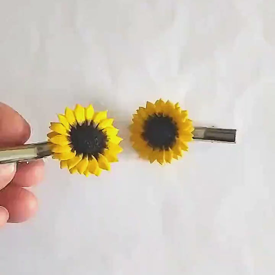 Sunshine in Your Hair: Sunflower Barrette Poymer Clay.