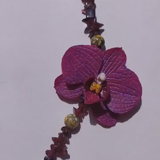 Dream Flower: Orchid Necklace Polymer Clay.