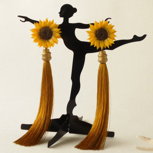 Sunbeams Magic : Sunflower Tassel Earrings Polymer Clay.