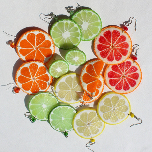 Playful & Juicy: Grapefruit Earrings Polymer Clay.