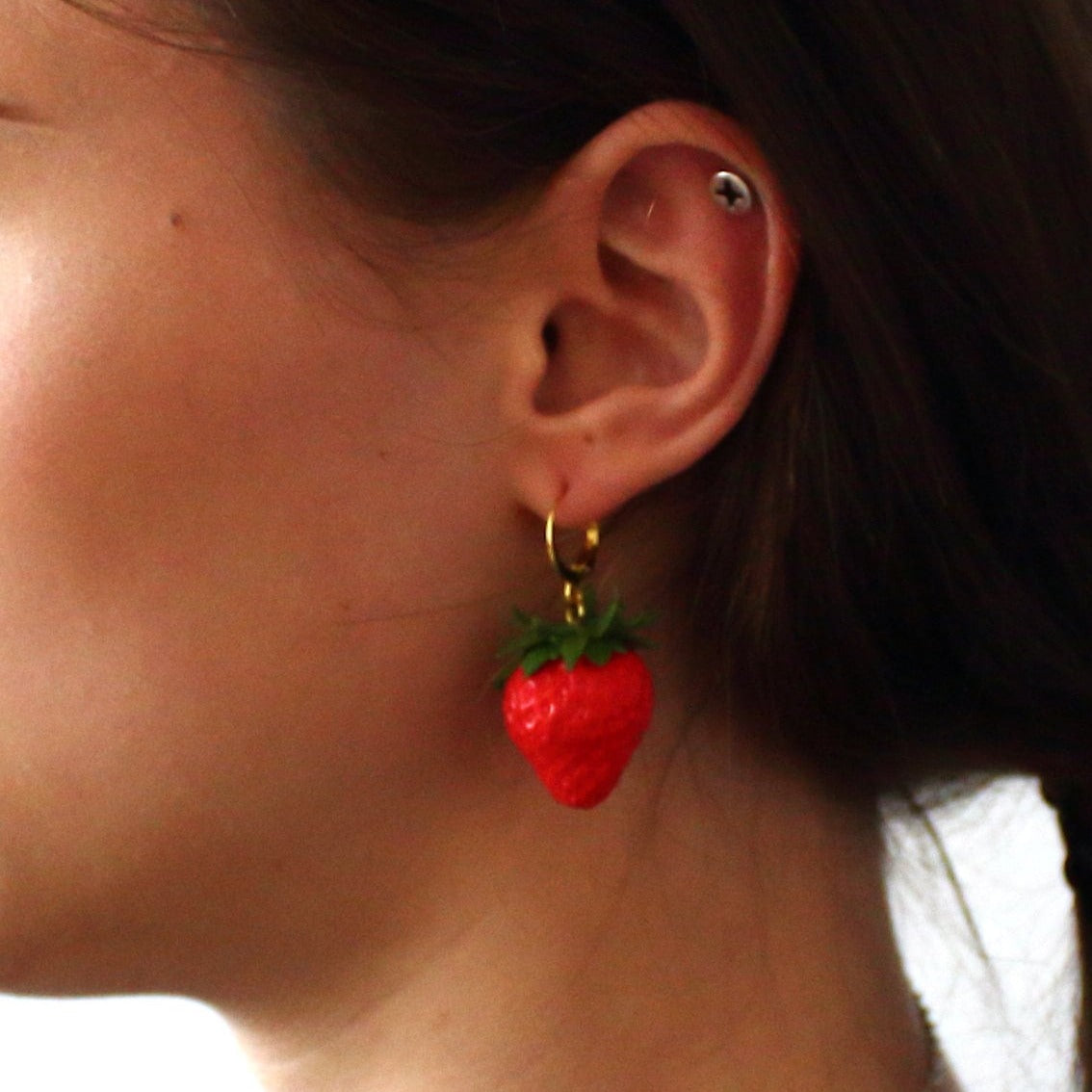 Berry Enchantment: Strawberry Earrings Polymer Clay.