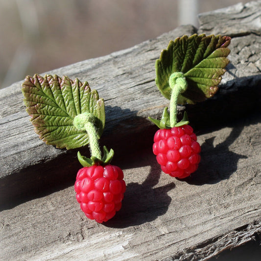 Berry Bliss: Raspberry Earrings Polymer Clay.